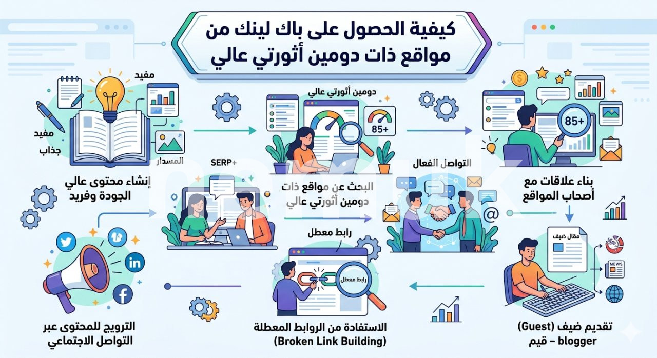كيفية الحصول على باك لينك من مواقع ذات دومين أثورتي عالي